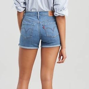 levi's mid length denim shorts